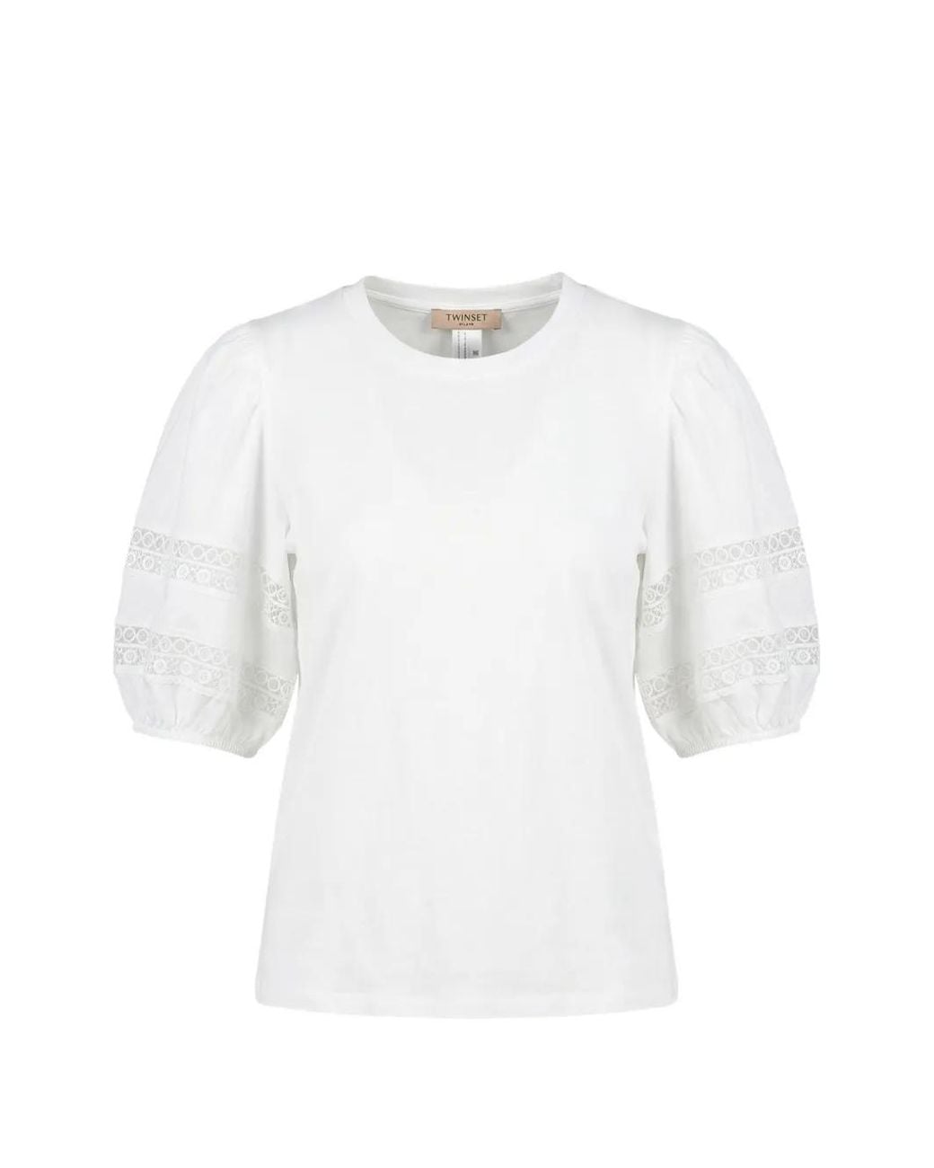 Twinset White Lace-Embellished T-Shirt