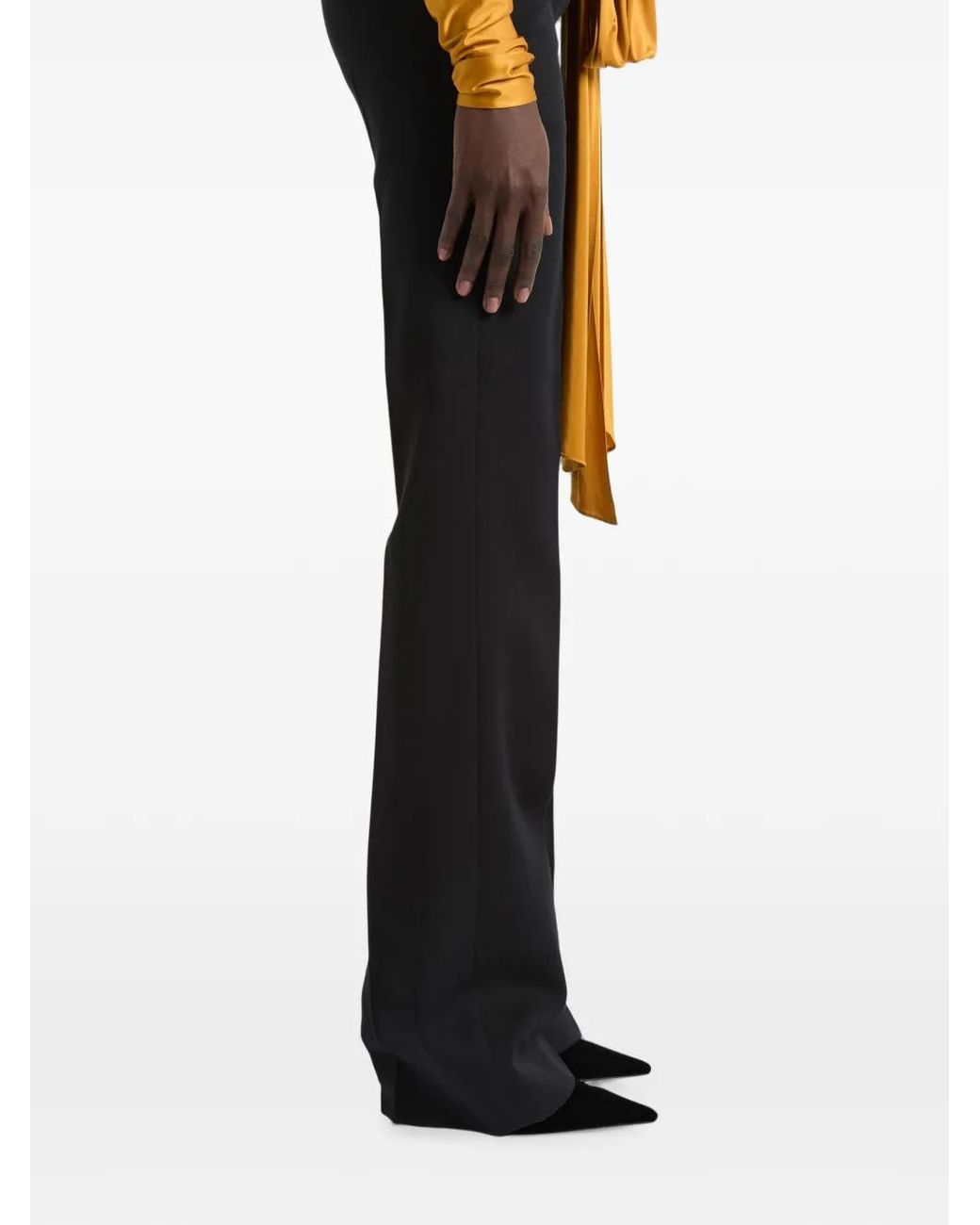 Balmain Black Low-Waisted Wool Satin Trousers