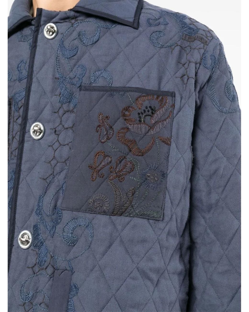 BOTTER Blue Floral-Embroidered Jacket for men