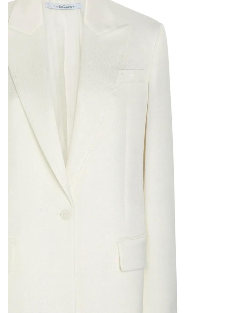 Another Tomorrow White Single-Breasted Blazer