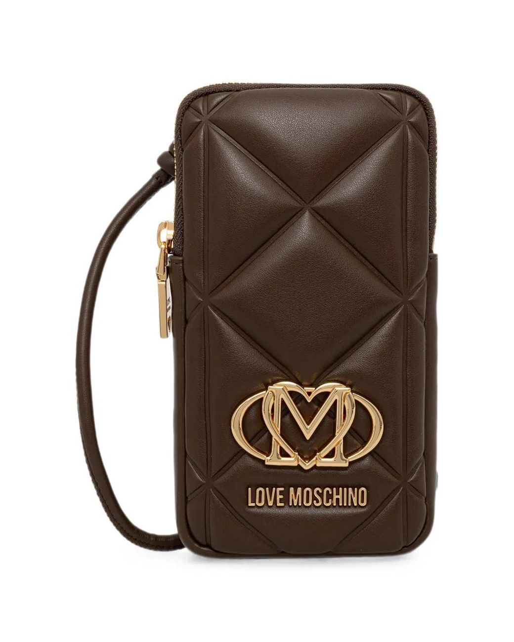 Love Moschino Brown Étui Pour Téléphone Matelassé À Plaque Logo