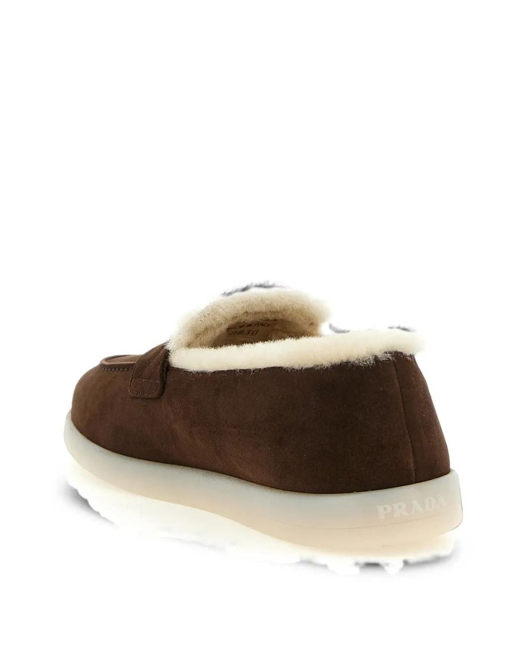 Prada Brown Logo-Plaque Suede Loafers