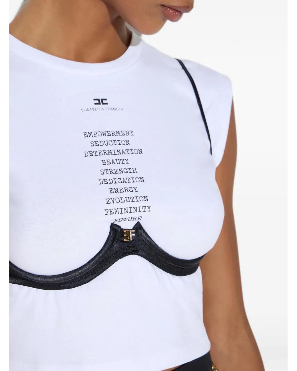 Elisabetta Franchi White Lightweight Jersey T-Shirt With Bra