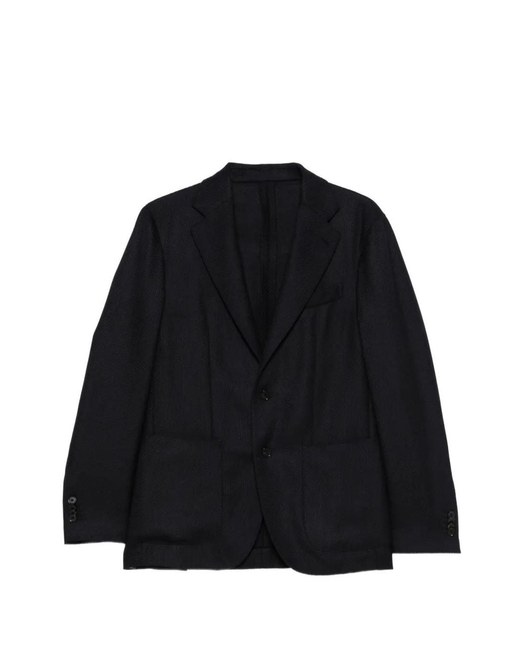 Caruso Black Single-Breasted Patch-Pocket Blazer for men