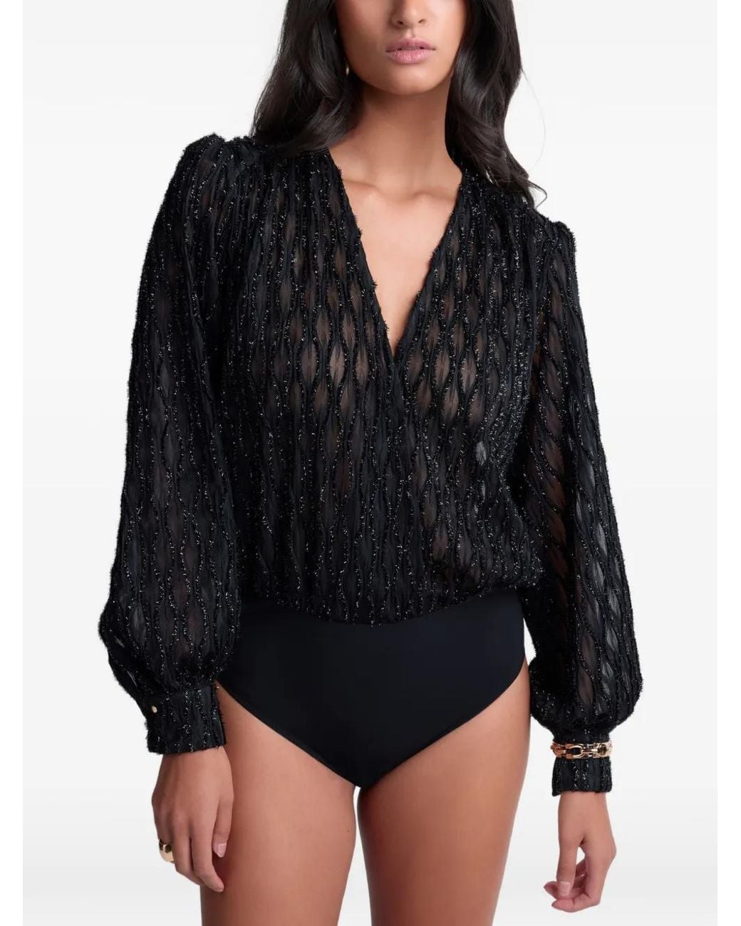 Aubade Black Sheer Long-Sleeve Bodysuit