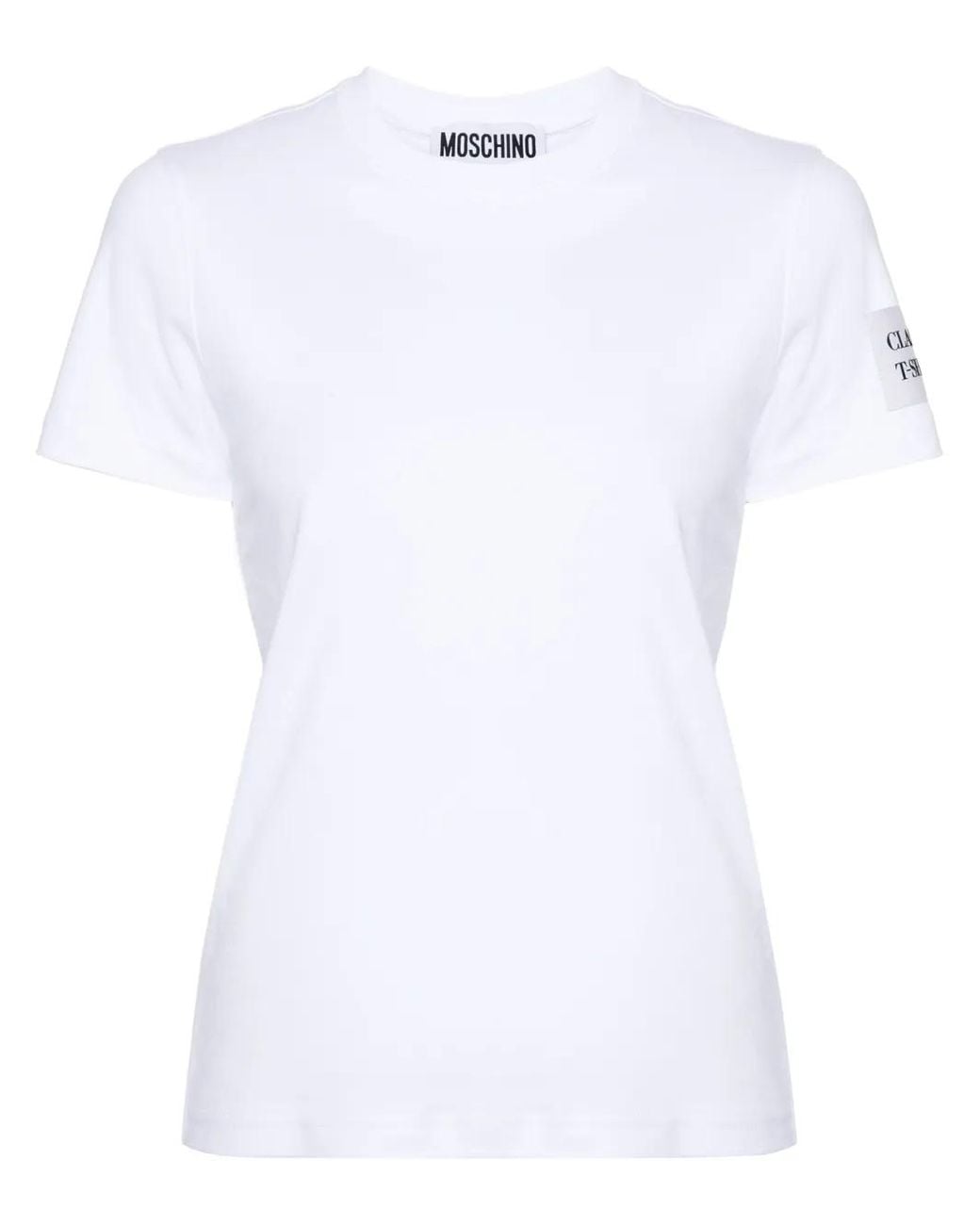Moschino White Logo-Embroidered Cotton T-Shirt