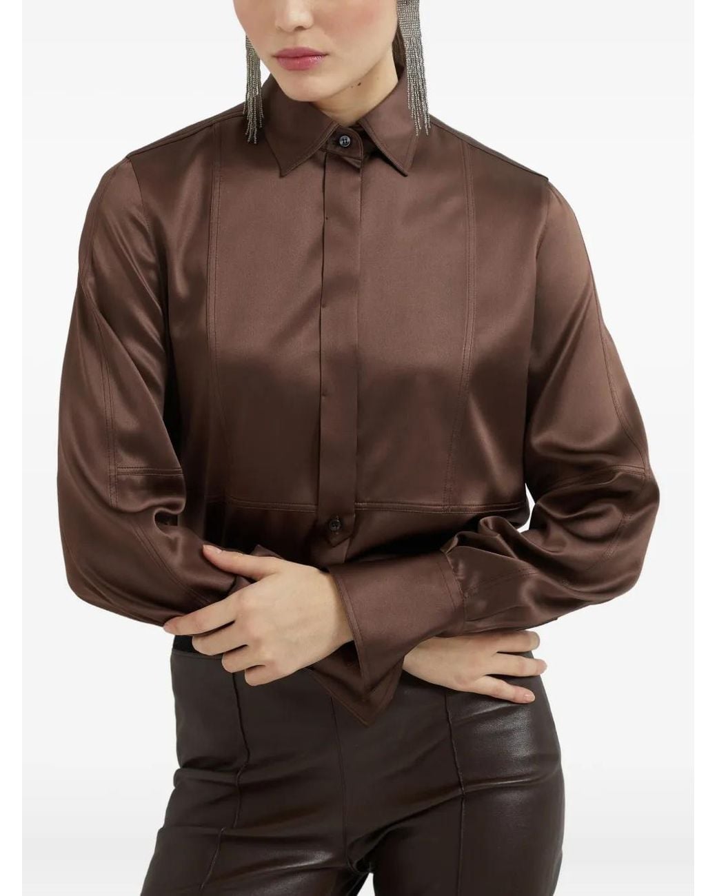 Brunello Cucinelli Brown Silk Shirt