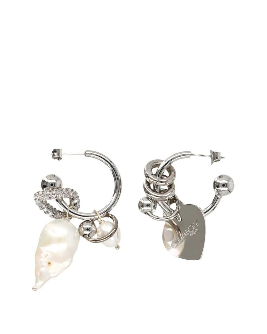 Justine Clenquet White Aginese Pearl Hoop Earrings