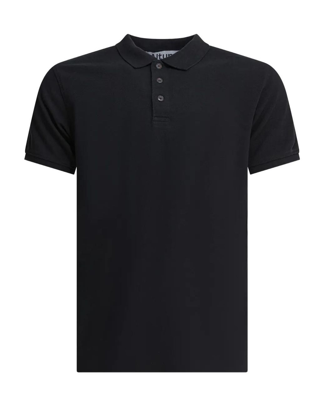 Altum Black Short-Sleeve Buttoned Polo Shirt for men