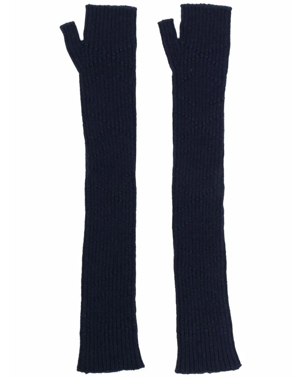 Barrie Blue Cashmere Fingerless Gloves