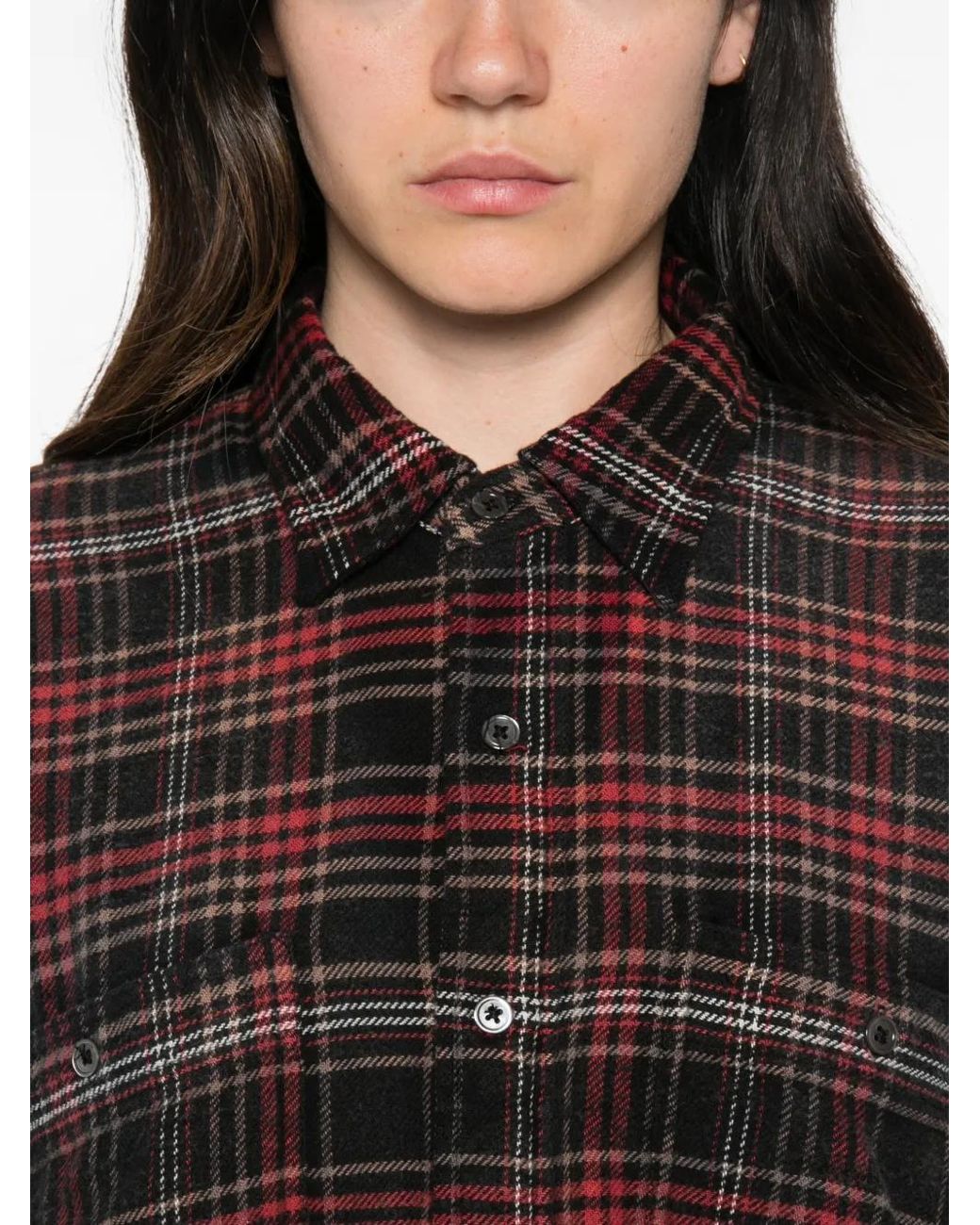 R13 Brown Plaid Oversized Mini Shirtdress