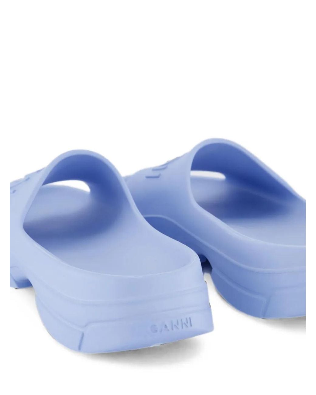 Ganni White Logo-Embossed Pool Slides