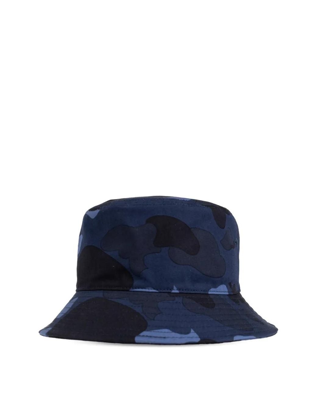 A Bathing Ape Blue Logo-Patch Camouflage-Print Bucket Hat for men