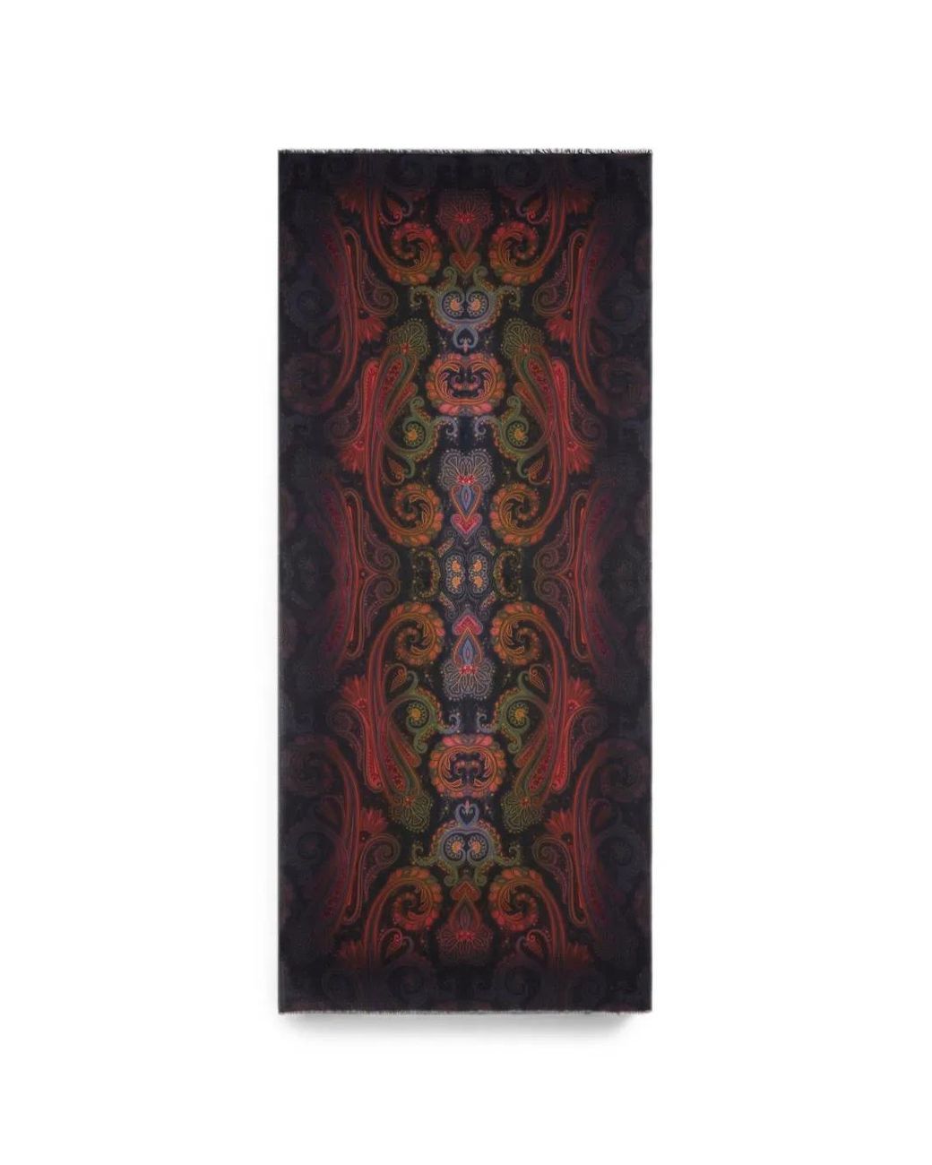 Etro Brown Paisley Fringed Scarf