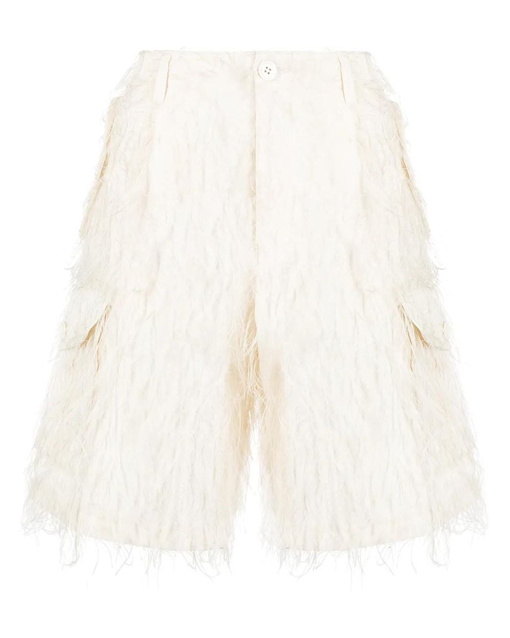 Undercover White Fringed Cargo Shorts