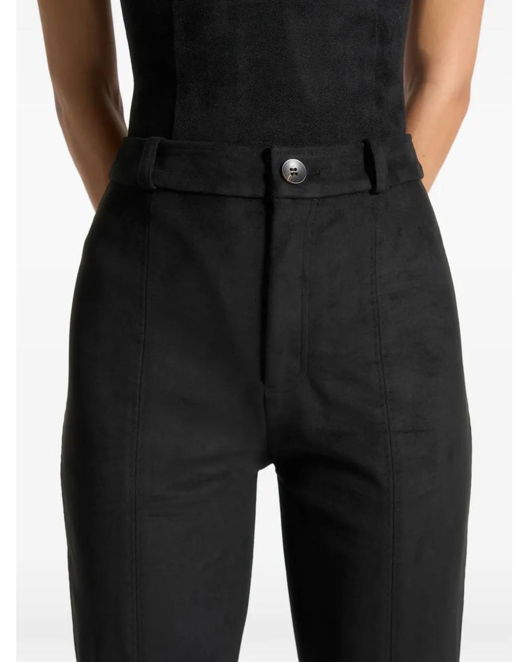 Manière De Voir Black Suede Straight Leg Trousers