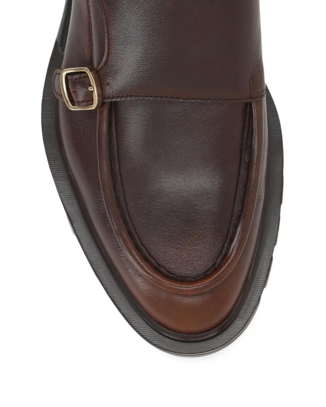 Santoni Brown Double-Strap Lug-Sole Derby Shoes
