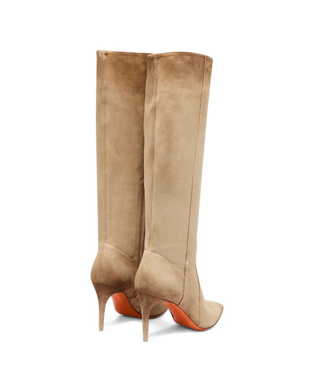 Santoni White Viola Pointed-Toe Suede Boots