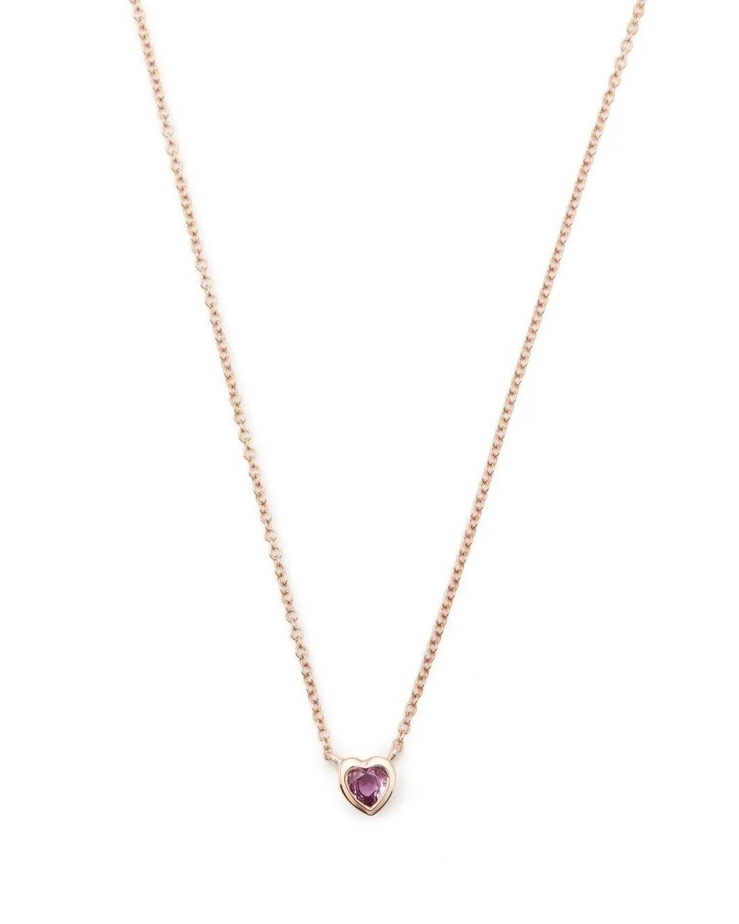 EF Collection Metallic 14Kt Rose Heart Sapphire Necklace