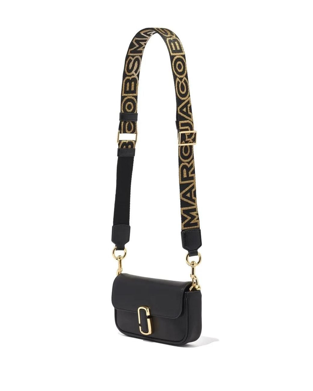 Marc Jacobs Black The Thin Outline Logo Webbing Strap