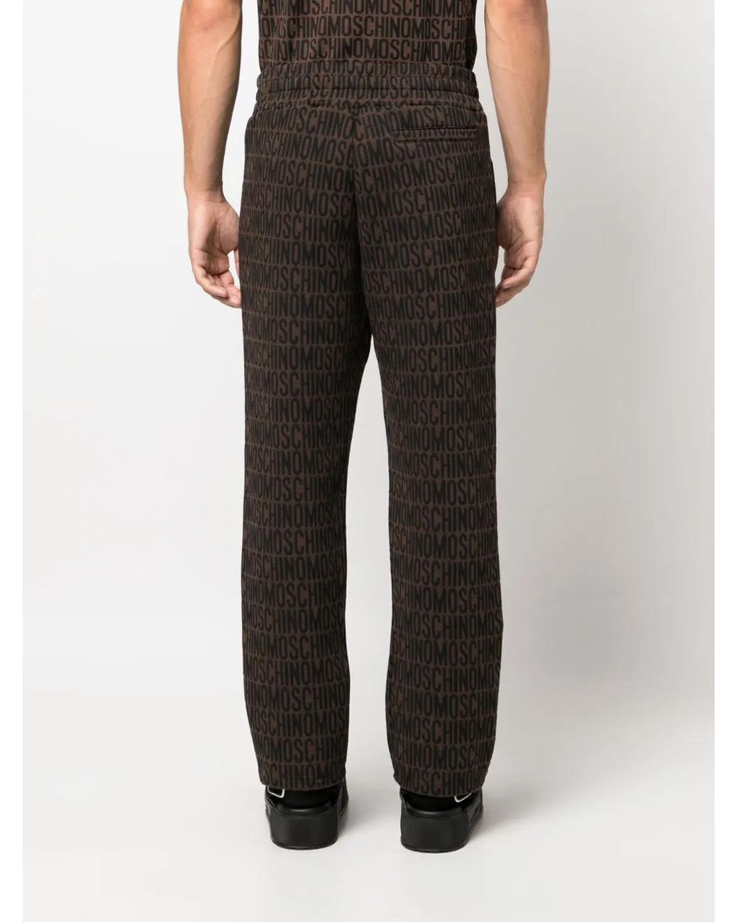 Moschino Black Logo-Jacquard Straight-Leg Trousers for men