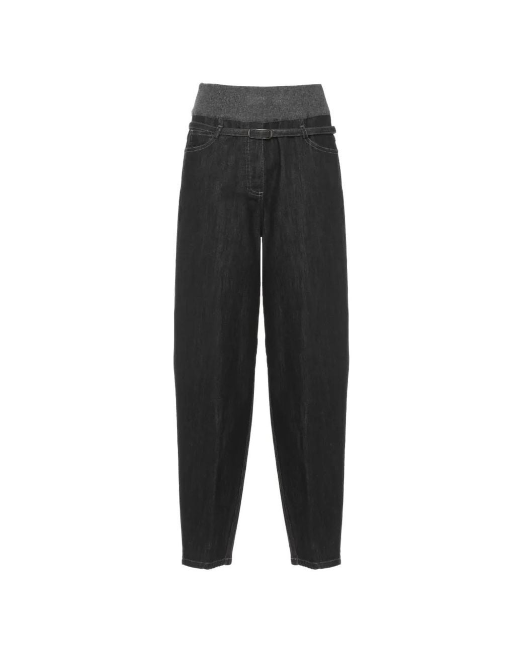 Panicale Black Belted Knit-Waist Jeans