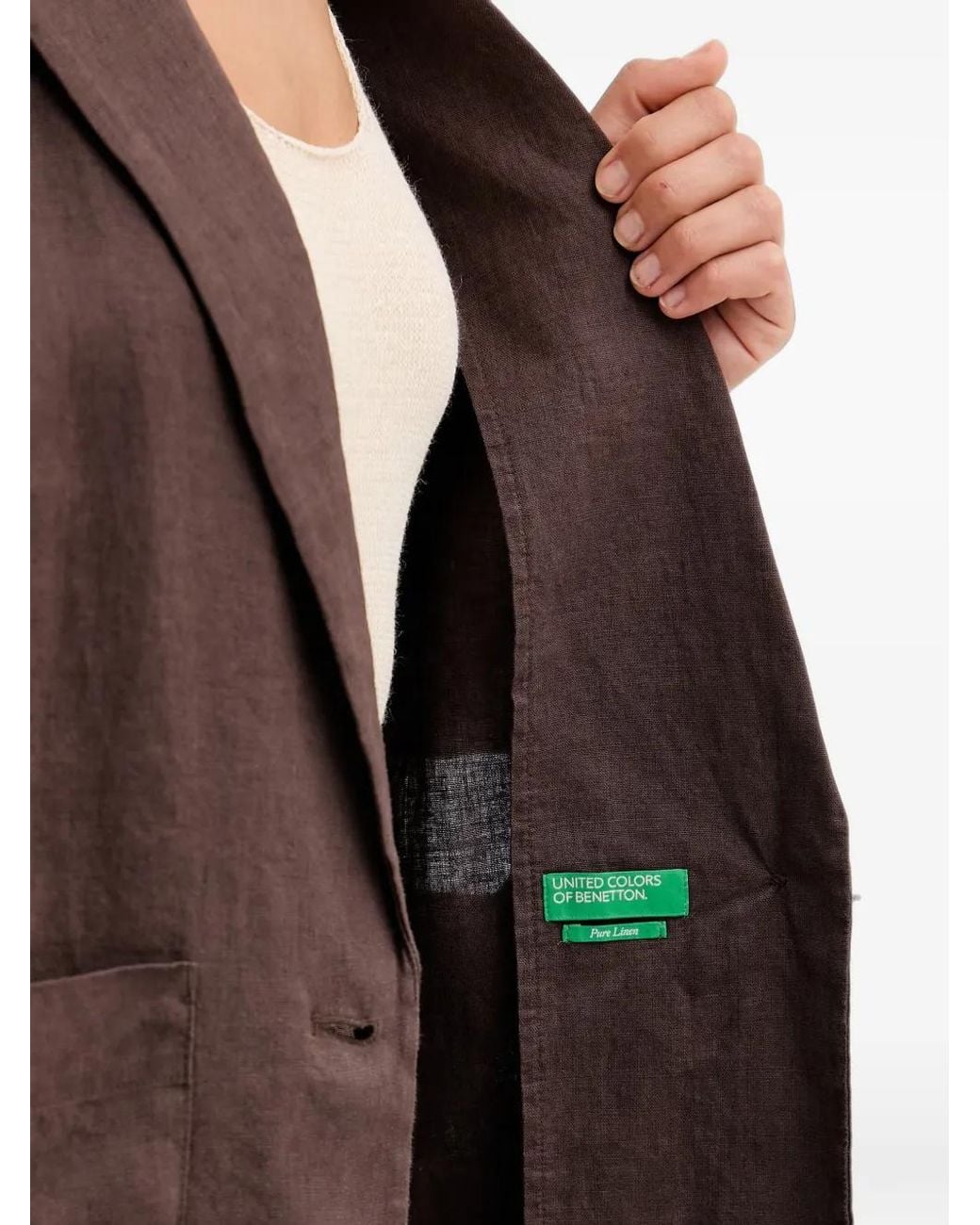 Benetton Brown Notched-Lapel Single-Breasted Jacket