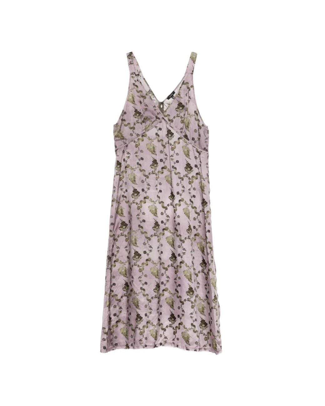R13 Purple Grunge Floral Slip Dress