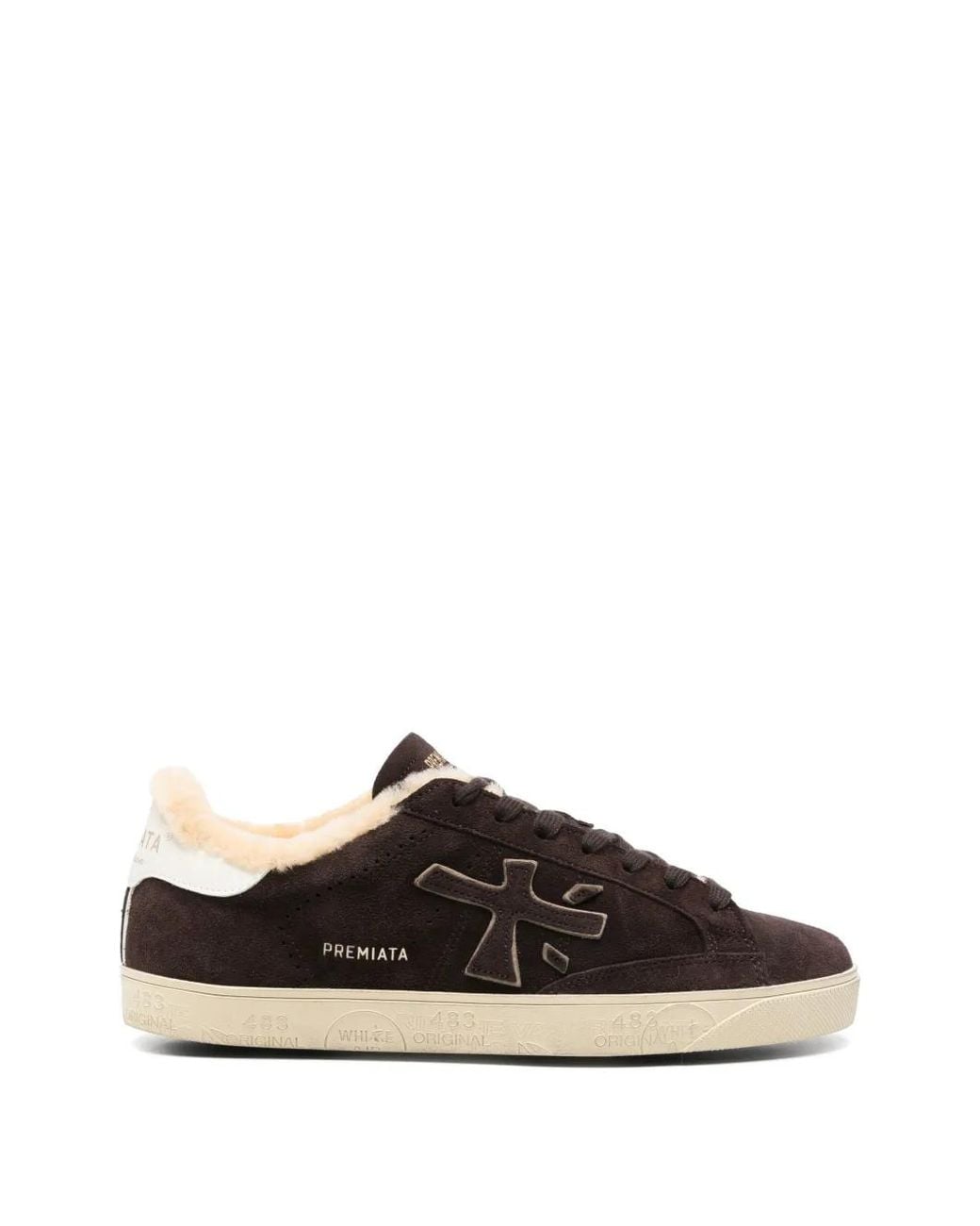Premiata Black Steven Shearling-Lined Sneakers for men