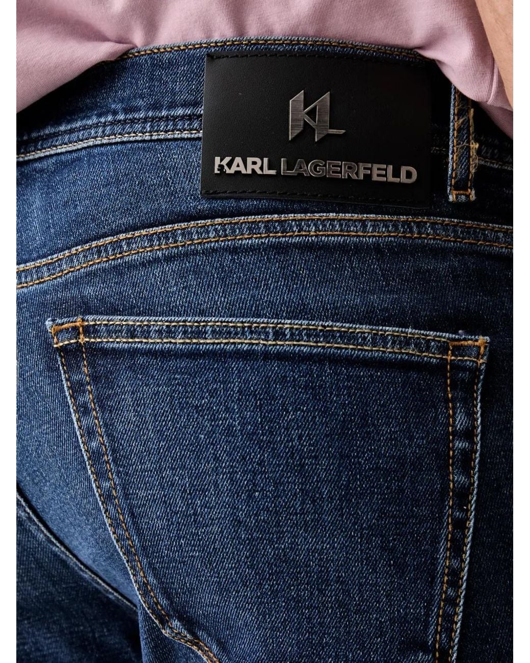 Karl Lagerfeld Blue Faded Slim-Fit Jeans for men