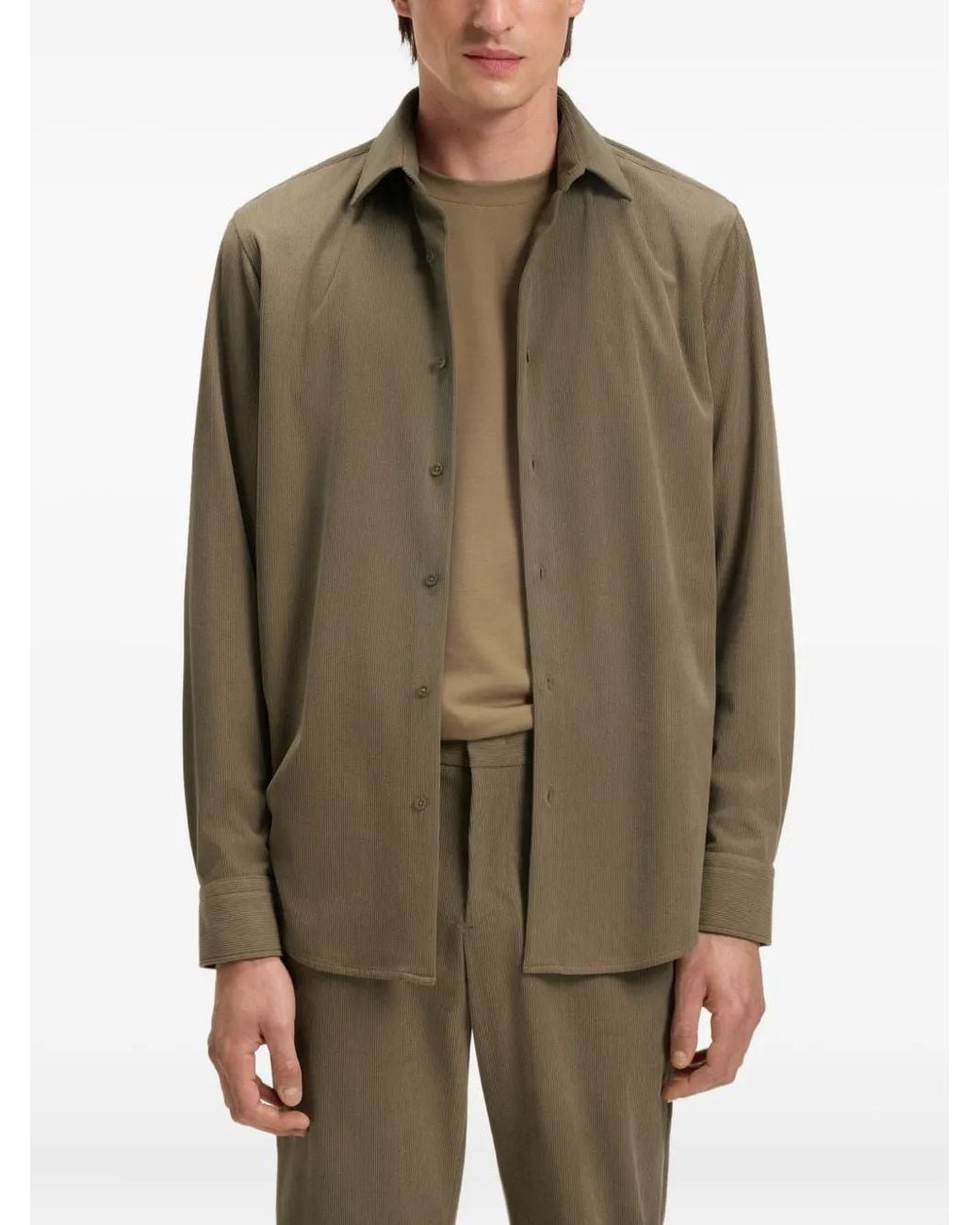 Boss Green Ribbed Long-Sleeve Shirt for men