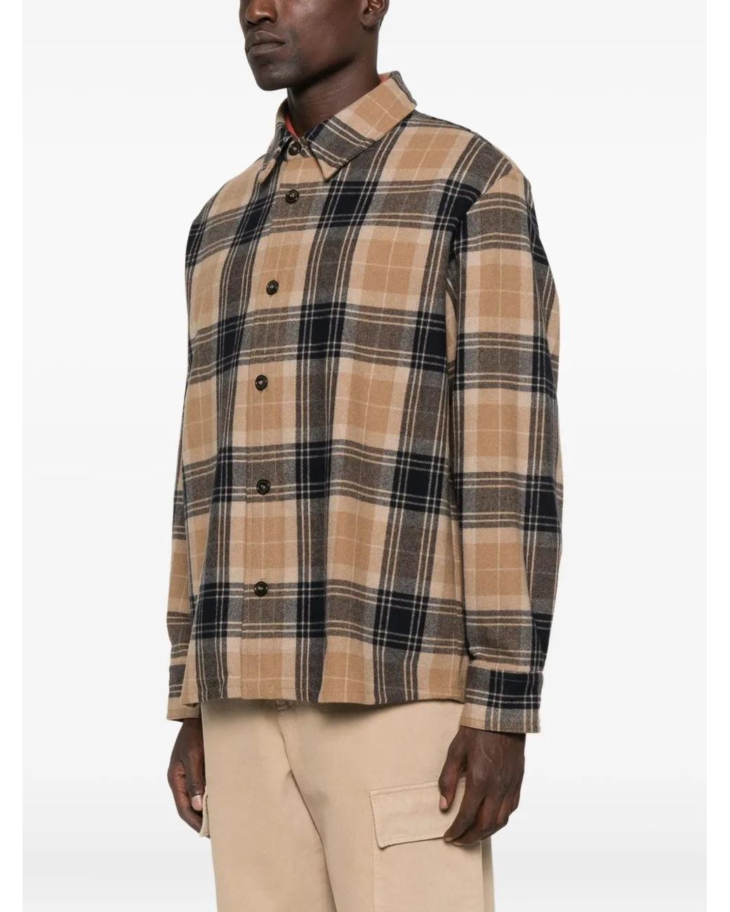 A.P.C. Brown Plaid Check-Pattern Shirt for men
