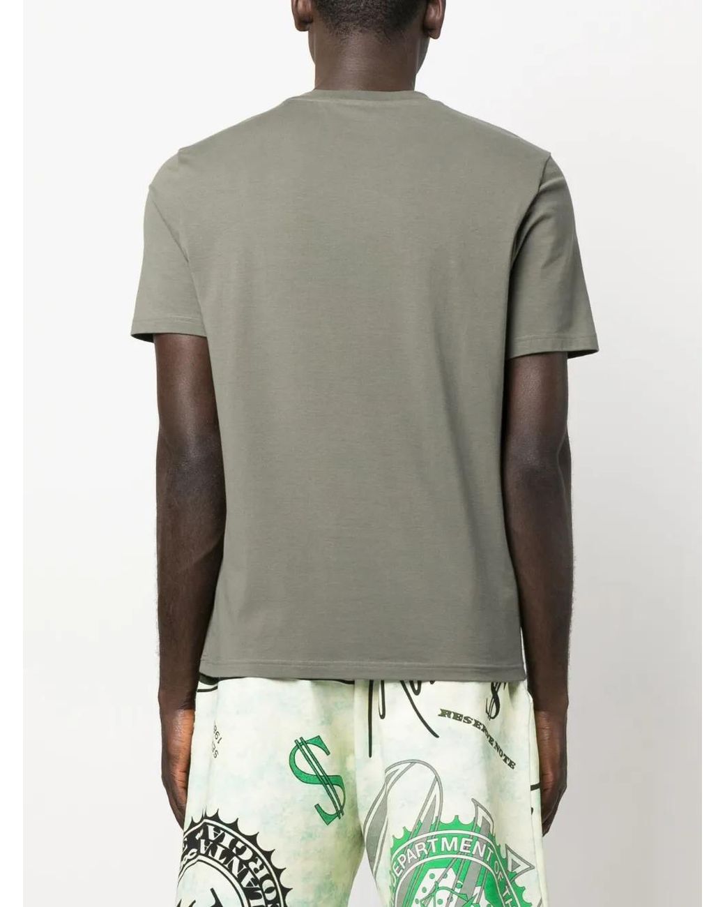 Moschino Gray Logo-Print Stretch-Cotton T-Shirt for men