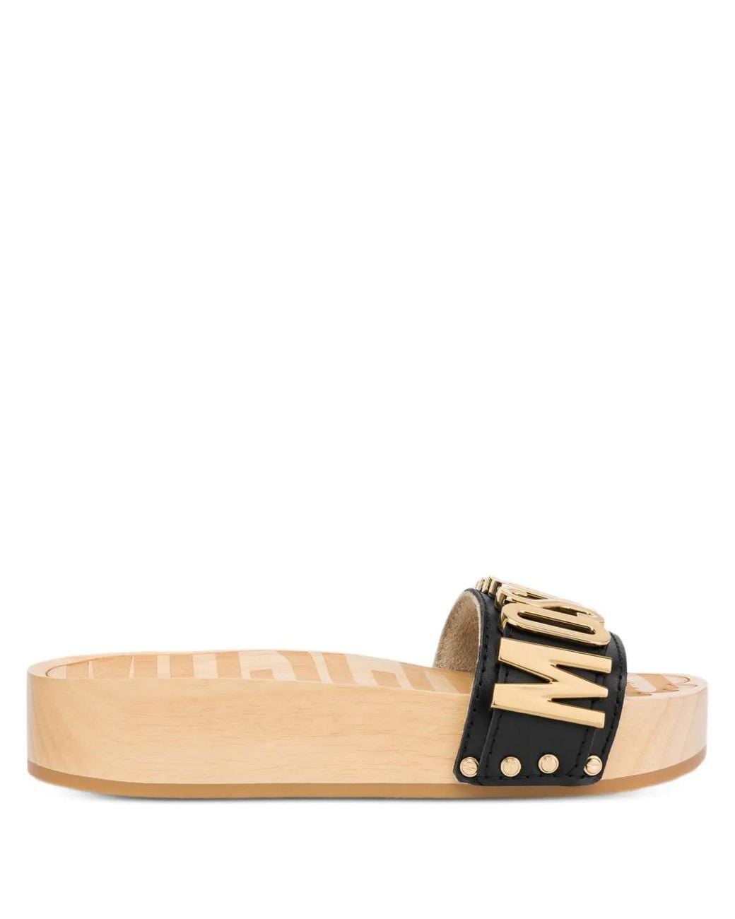 Mules Lettering Moschino Logo-Lettering Mules in Black | Lyst
