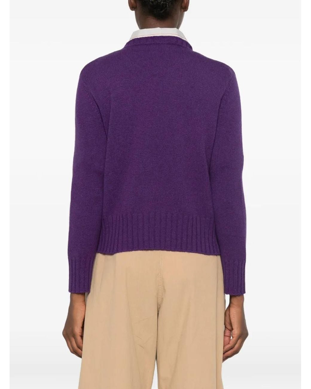 Be You Purple Ribbed-Knit Crew-Neck Sweater