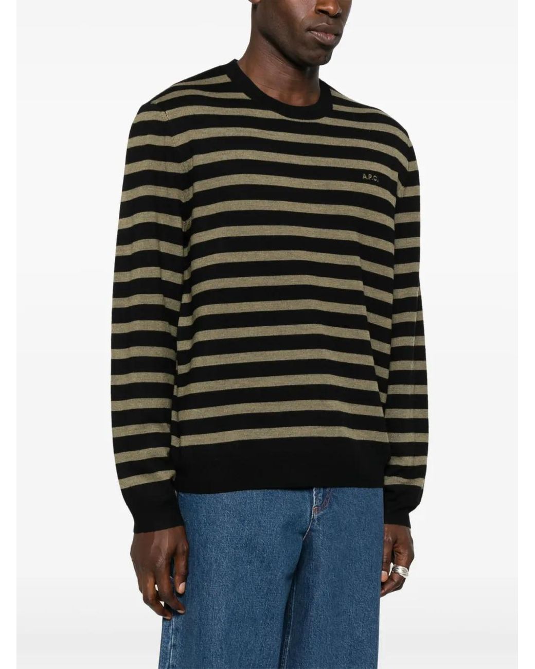 A.P.C. Black Striped Jumper for men