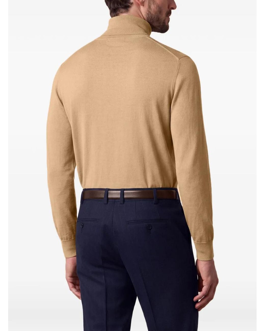Brooks Brothers Natural Ribbed-Trim Turtleneck Sweater for men