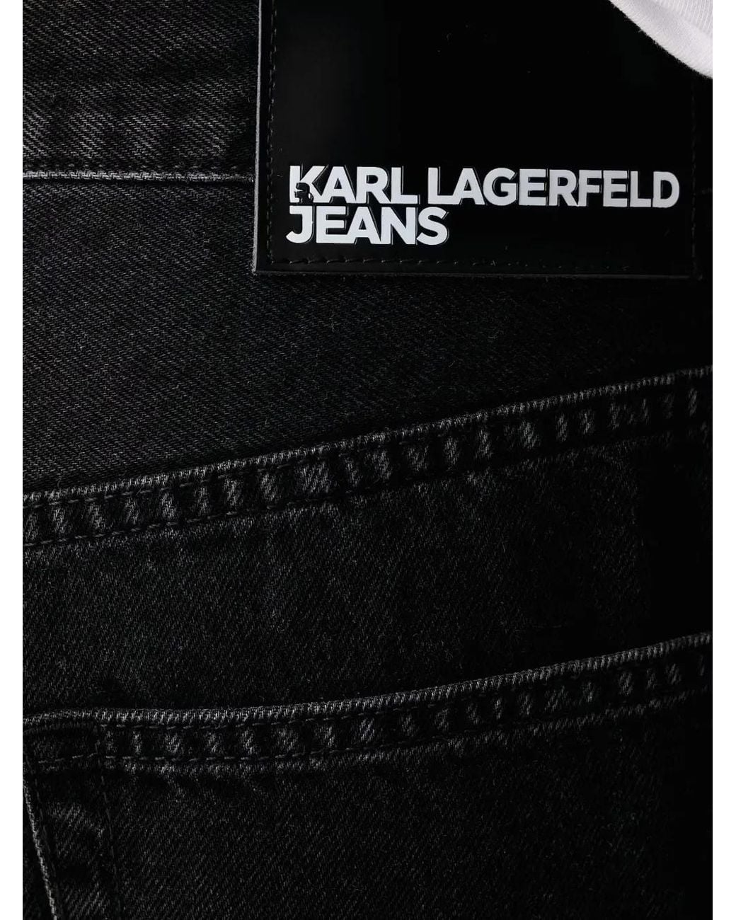 Karl Lagerfeld Black Logo-Patch Jeans for men