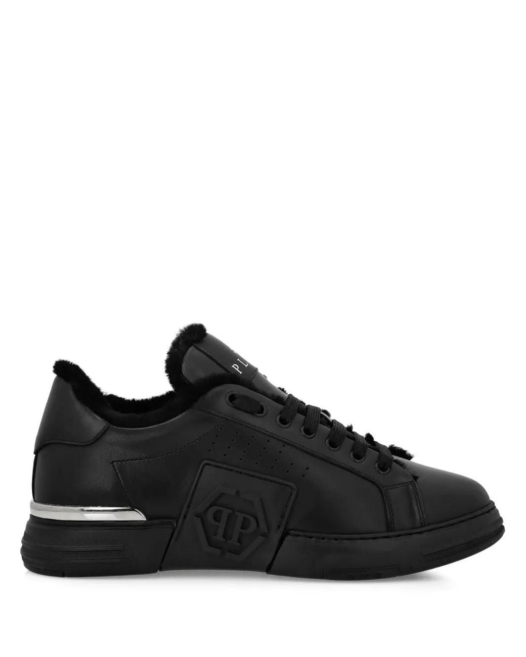 Philipp Plein Black Hexagon Lo-Top Sneakers