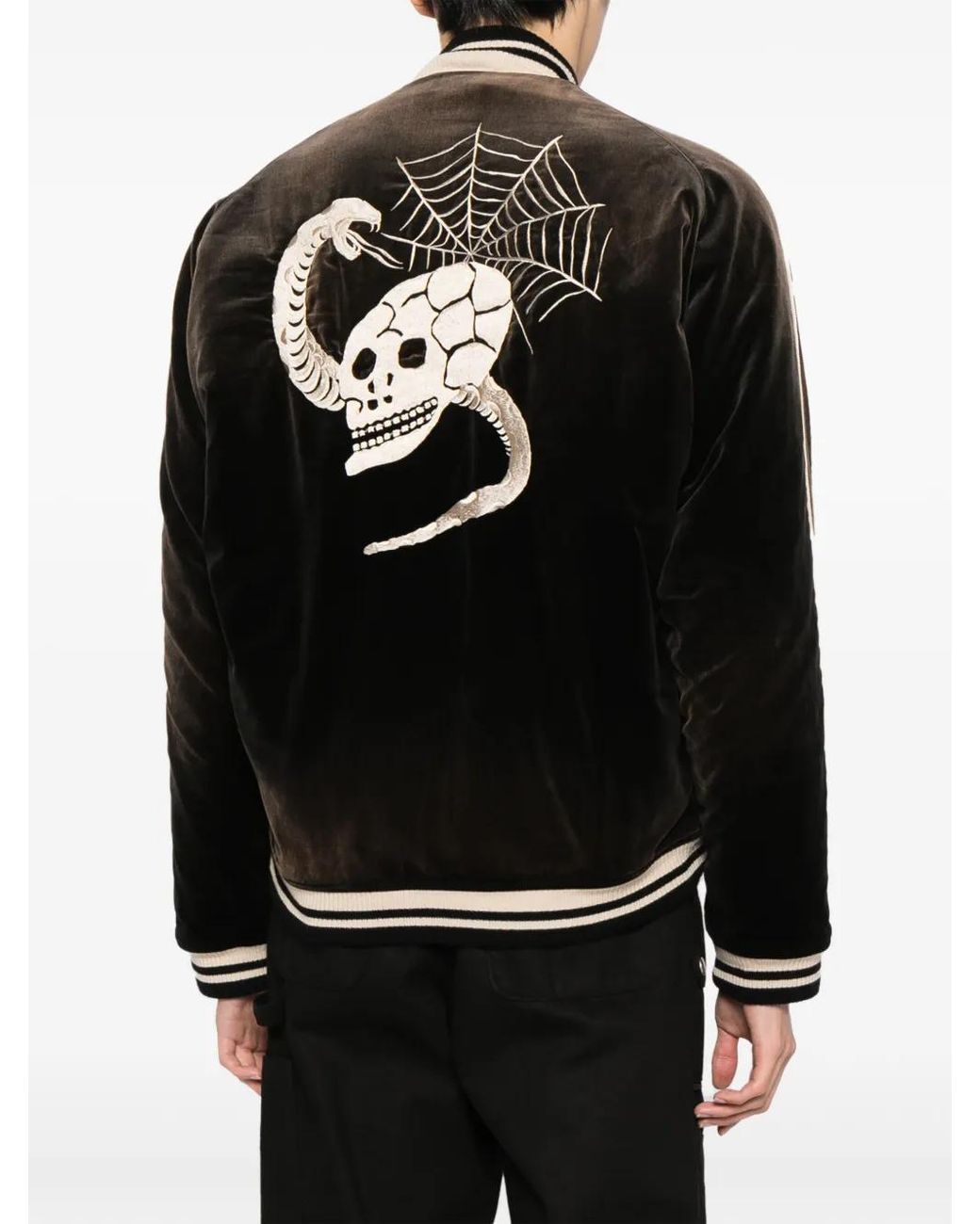 Maison Mihara Yasuhiro Black Souvenir Velvet Bomber Jacket for men