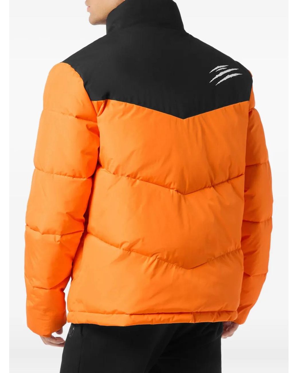 Philipp Plein Orange Scratch Puffer Jacket for men
