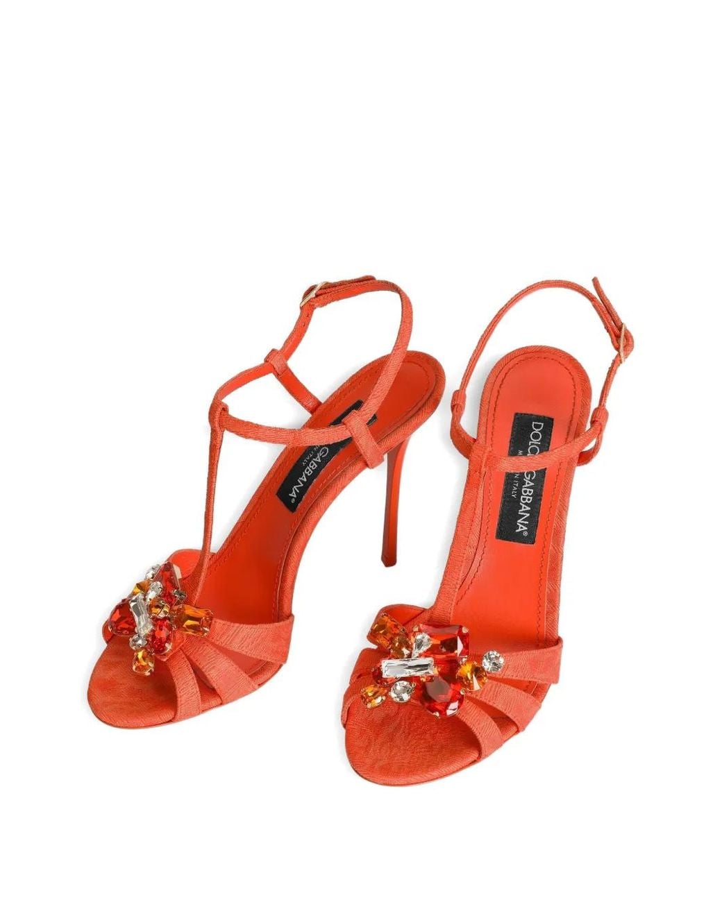 Dolce & Gabbana Red Brocade Sandals With Embroidery