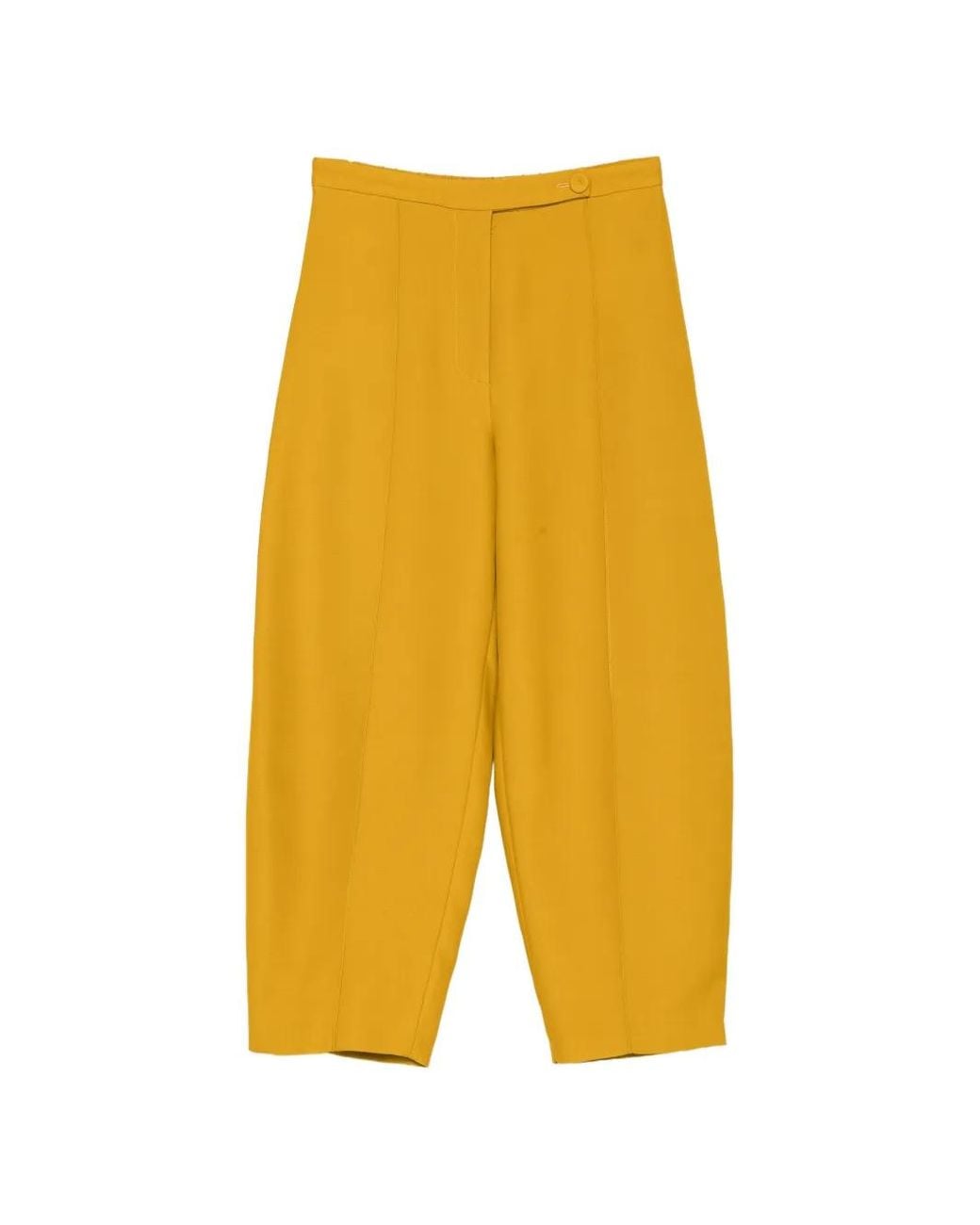 Liviana Conti Yellow Cropped Pressed-Crease Trousers