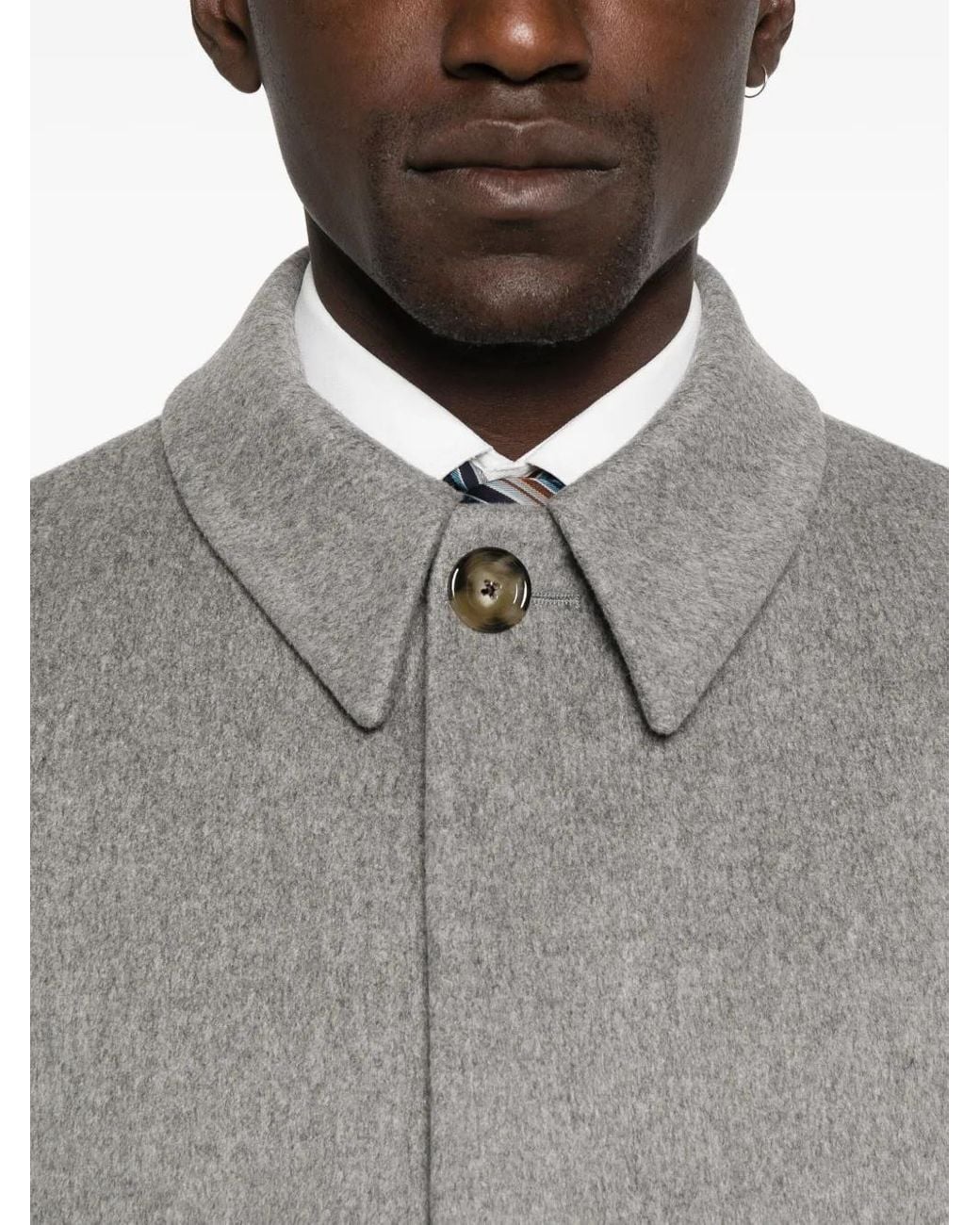 Lardini Gray Buttoned Patch-Pocket Coat for men