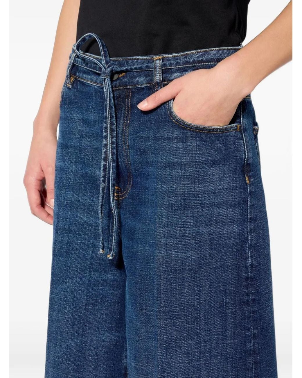 Liviana Conti Blue Tie-Fastening Wide-Leg Jeans