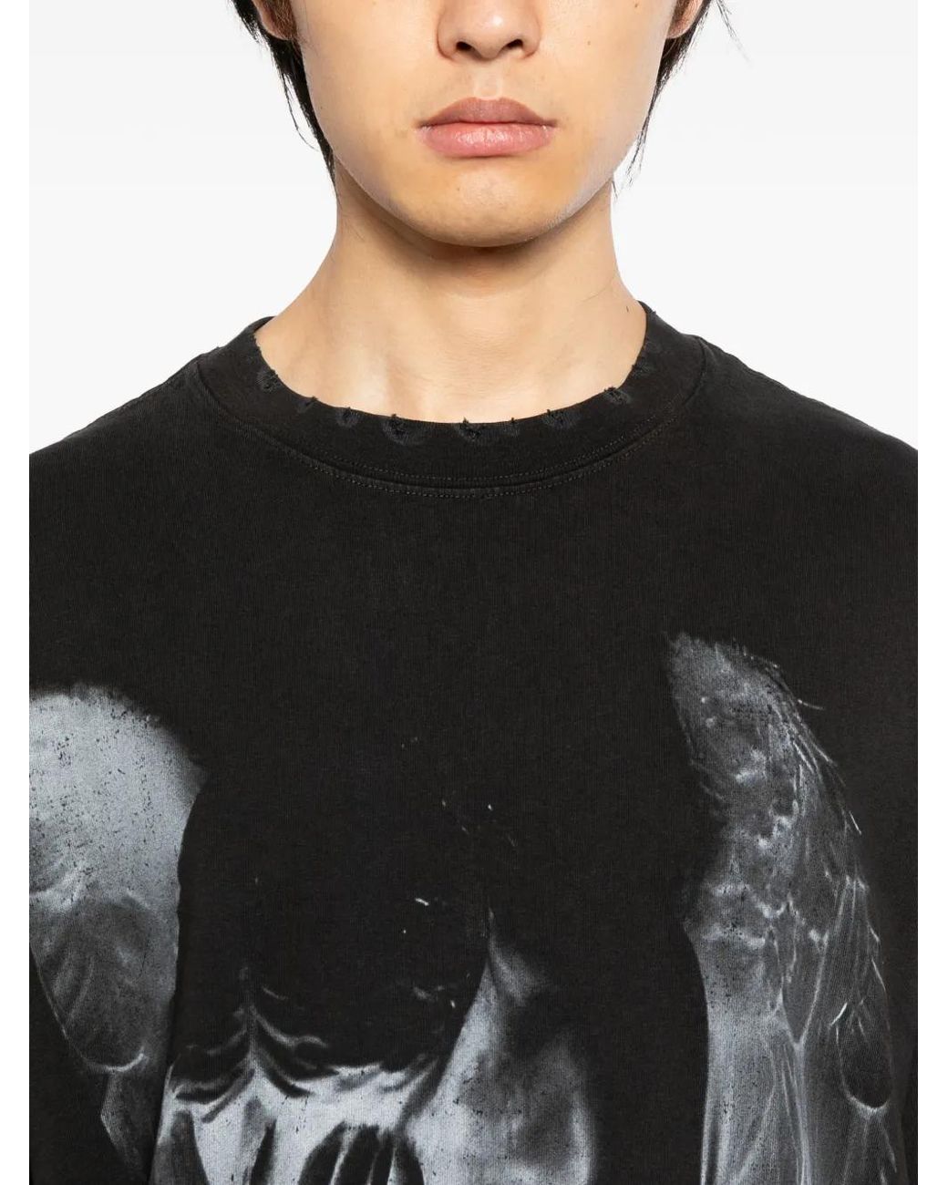 WARMAN Black Graphic-Print T-Shirt for men