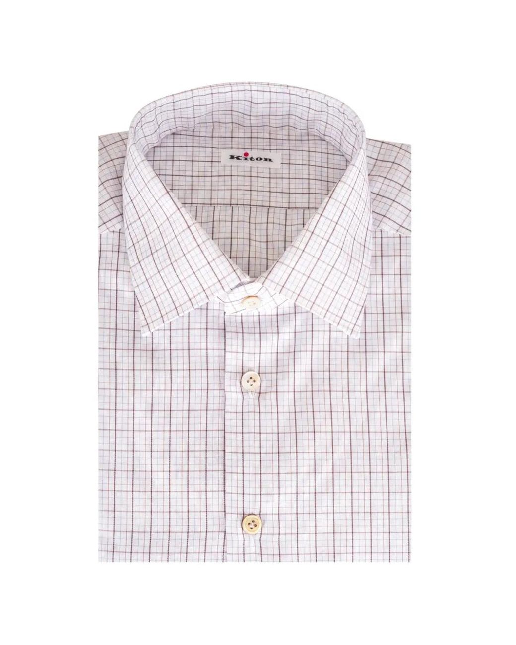 Kiton White Check-Pattern Shirt for men