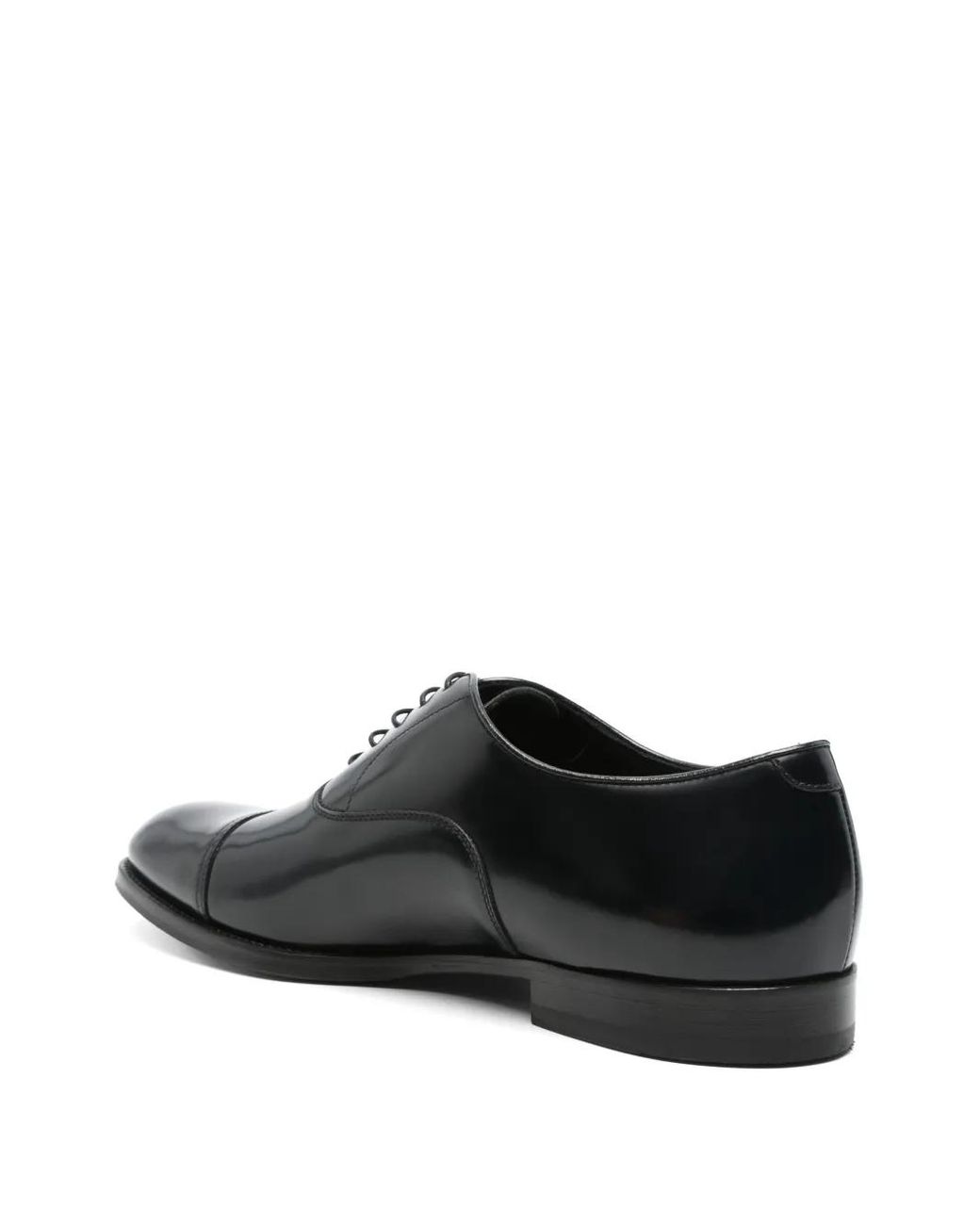 Doucal's Black Leather Oxford Shoes for men