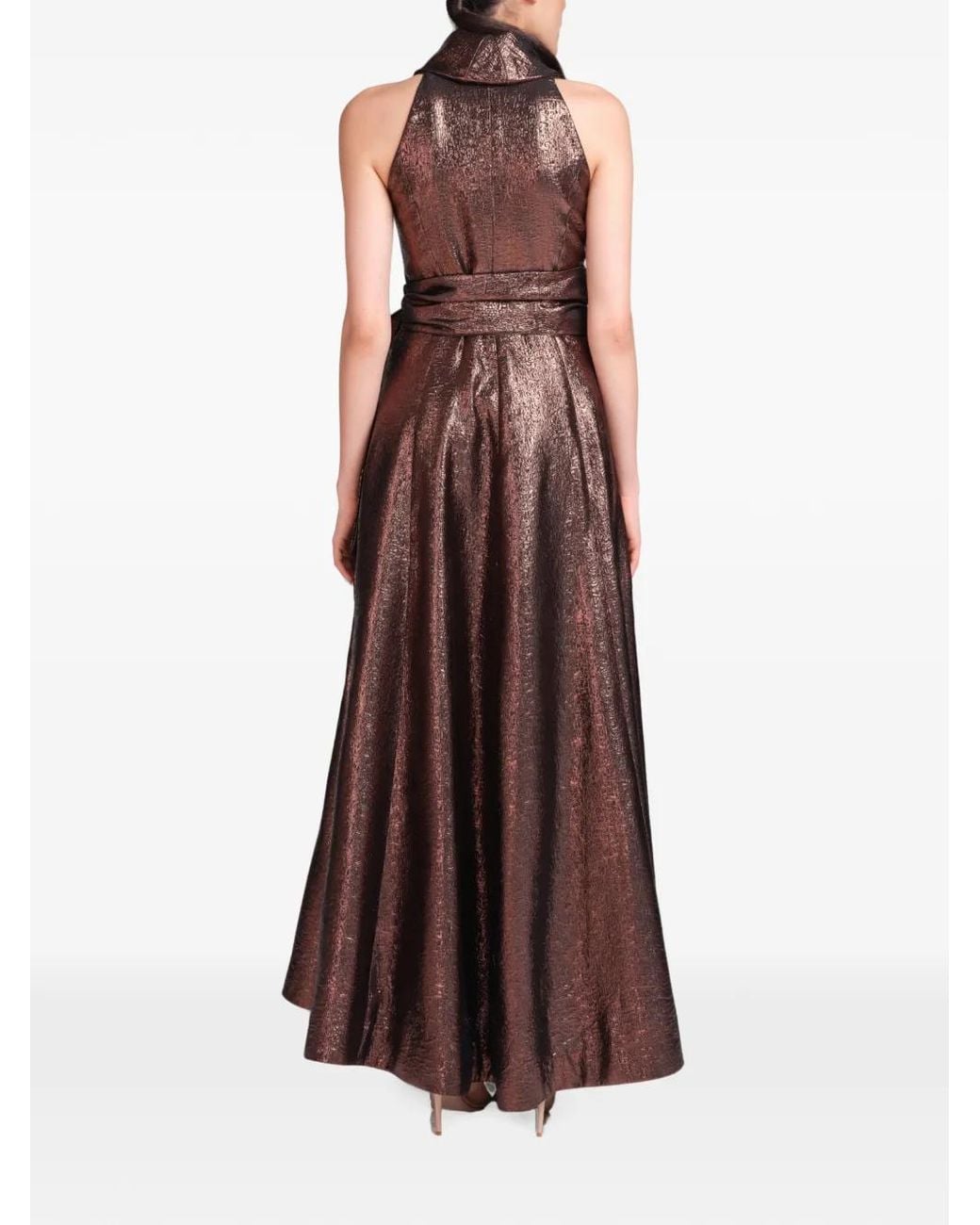 Baruni Brown Victoria Jacquard-Weave Sleeveless Maxi Dress