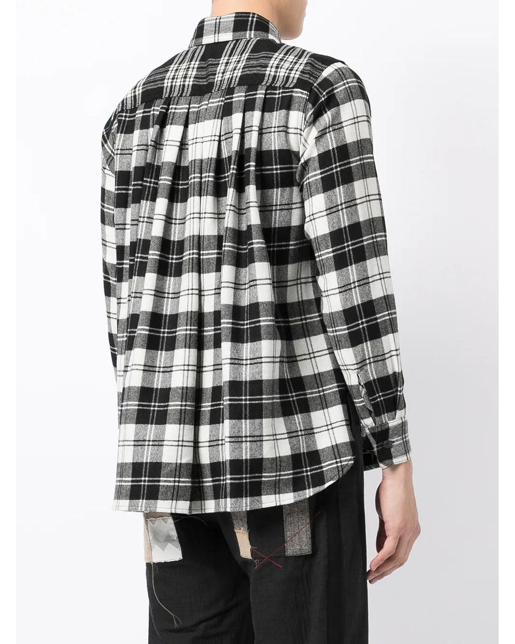 Fumito Ganryu Gray Pleated Flannel Shirt for men